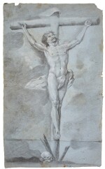 Recto: Christ on the Cross  Verso: Study of a male nude, his arms raised