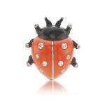 Coral, lacquer and diamond brooch, ‘Coccinelle’, mid-20th century