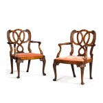 A pair of George III carved mahogany armchairs, circa 1760