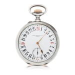 RETAILED BY GONDOLO & LABOURIAU: SILVER WATCH WITH 24-HOUR ENAMEL DIAL MADE IN 1908