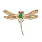 Cartier | Emerald, Sapphire and Diamond Clip-Brooch, France 卡地亞 祖母綠配藍寶石及鑽石別針，法國