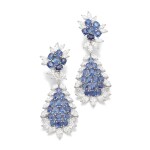 Pair of sapphire and diamond earrings | 海瑞溫斯頓｜藍寶石配鑽石耳環一對