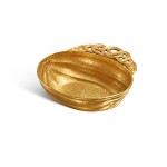 A gold melon-shaped 'peony' ear cup, 12th - 13th century 十二至十三世紀 金瓜棱形牡丹紋單耳盃