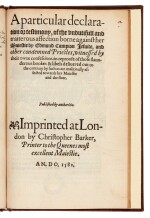 [CAMPION] | A particular declaration or testimony, London, 1582, modern brown buckram