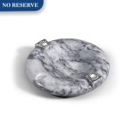 REFERENCE RMA 210-G GREY MARBLE ROUND ASHTRAY WITH APPLIED ROLEX CORONET EMBLEMS, BAIZE UNDERSIDE CIRCA 1970