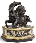 AFTER GIAMBOLOGNA (1529-1608), PROBABLY NORTHERN EUROPEAN, 17TH/ EARLY 18TH CENTURY | LION ATTACKING A BULL AND LION ATTACKING A HORSE