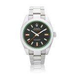 Milgauss, Reference 116400GV  | A stainless steel anti-magnetic wristwatch with green sapphire crystal and bracelet, Circa 2011  | 勞力士 |  Milgauss 型號116400GV |  精鋼防磁鏈帶腕錶，備綠水晶鏡面，約2011年製