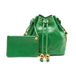 Green Bucket Bag in Caviar Leather with Gold tone Hardware, 1991-1994
