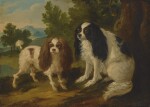  ENGLISH SCHOOL, 19TH CENTURY | TWO CAVALIER KING CHARLES SPANIELS IN A LANDSCAPE