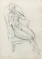 Femme nue assise dans un fauteuil (recto); Esquisse (verso)