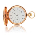 PINK GOLD HUNTING-CASED WATCH WITH WHITE ENAMEL DIAL MADE IN 1881