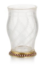 A Fabergé en plein enamel gold-mounted rock crystal vase, workmaster Michael Perchin, St Petersburg, 1899-1903
