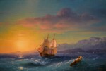 IVAN KONSTANTINOVICH AIVAZOVSKY |Ship at Sunset off Cap Martin