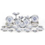 A Meissen blue and white 'Onion' pattern composite part dessert service, various dates late 19th century