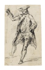 Standing Man with a Walking Stick Wearing a Tricorn Hat