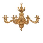A Louis XIV Gilt-Bronze Eight-Light Chandelier after designs published by Daniel Marot, early 18th Century