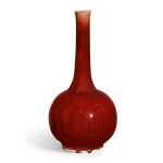 A large Langyao bottle vase Qing dynasty, Kangxi period | 清康熙 郎窰紅釉長頸瓶