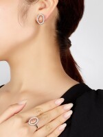 FABERGÉ | ENAMEL AND DIAMOND DEMI-PARURE | 法貝熱 琺琅彩 配 鑽石 戒指及耳環套裝