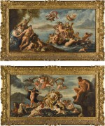 CIRCLE OF PAOLO DE' MATTEIS | AN ALLEGORY OF PROSPERITY AND THE ARTS IN THE CITY OF NAPLES; AND TRIUMPH OF GALATEA WITH A VIEW OF MESSINA BEYOND, AND A PORTRAIT OF CHARLES VI (1685-1740), HOLY ROMAN EMPEROR, HELD ALOFT BY VICTORY