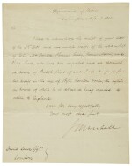 Marshall, John. Letter signed to David Lenox, Washington, [D.C.], 28 January 1801