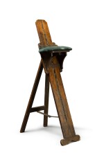 ENGLISH |  A PORTABLE OAK COMBINATION ARTIST'S CHAIR AND EASEL