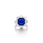 Sapphire and Diamond Ring | 海瑞溫斯頓 | 6.95克拉 天然 「馬達加斯加」未經加熱藍寶石 配 鑽石 戒指