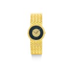 PIAGET | REFERENCE 50085 D 2, A YELLOW GOLD AND DIAMOND-SET BRACELET WATCH WITH ONYX DIAL, CIRCA 1970
