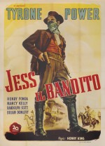 JESSE JAMES / JESS IL BANDITO (1939) POSTER, FIRST ITALIAN RELEASE, 1947