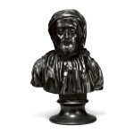 A WEDGWOOD BLACK BASALT BUST OF CHAUCER EARLY 19TH CENTURY  