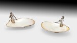 An Italian pair of mother-of-pearl and silver stands, Ilario Pradella for Buccellati, Milan, circa 1970 | Paire de présentoirs en nacre et argent par Ilario Pradella pour Buccellati, Milan, vers 1970