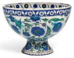 A LARGE CANTAGALLI IZNIK-STYLE POTTERY FOOTED BOWL, ITALY, 19TH CENTURY