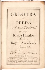 G. Bononcini. First edition of his opera "Griselda", 1722