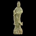 A massive jade figure of Guanyin, 20th century | 二十世紀 玉雕觀音菩薩立像