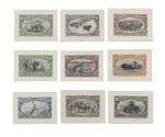 Trans-Mississippi 1898 1c-$2.00 Bicolor Large Die Essays on India (285E8, 286E8, 287E9, 288E5, 289E4, 290E4, 291E8, 292E6, 293E7)