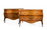 A pair of South Italian gilt-bronze mounted rosewood and kingwood marquetry commodes, Naples, circa 1760