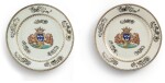 A PAIR OF CHINESE EXPORT ARMORIAL PLATES, QING DYNASTY, QIANLONG PERIOD, CIRCA 1760