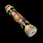 A rare and important pearl-set gold and enamel extending telescope combined with a pocket watch, Moulinié, Bautte & Co, Geneva, circa 1810