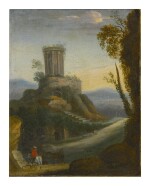 Sold Without Reserve | FOLLOWER OF HERMAN VAN SWANEVELT, 18TH CENTURY | LANDSCAPE WITH HORSEMAN AND CLASSICAL RUINS BEYOND