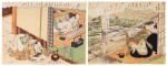 Attributed to Suzuki Harunobu (1725-1770) | Two shunga woodblock prints | Edo period, 18th century