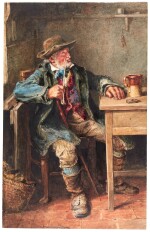 Old Man with Pipe Seated at a Table