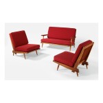 GEORGE NAKASHIMA | PAIR OF "CONOID CUSHION" CHAIRS AND SETTEE