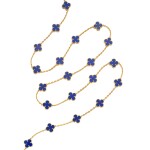 Van Cleef & Arpels | Gold and Lapis Lazuli 'Vintage Alhambra' Necklace, France 梵克雅寶 黃金鑲青金石「Vintage Alhambra」項鏈，法國
