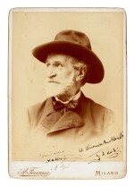 G. Verdi. Large cabinet-style photograph signed and inscribed, February 1895