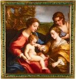 A Sèvres porcelain plaque: The Mystic Marriage of St. Catherine, painted by Abraham Constantin (Swiss, 1785-1851), after the painting by Correggio (Italian, 1489-1540), dated 1819