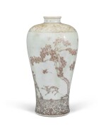A copper-red 'deer and pine tree' vase Qing dynasty, 18th century | 清十八世紀 釉裏紅松鹿紋梅瓶