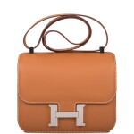 Hermès Gold Constance 24cm of Evercolor Leather with Palladium Hardware