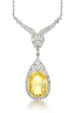 YELLOW SAPPHIRE AND DIAMOND NECKLACE