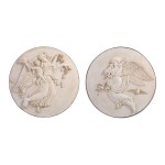 A PAIR OF CONTINENTAL MARBLE ROUNDELS OF "DAY" AND "NIGHT" AFTER BERTEL THORVALDSEN