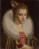 Portrait of a young lady holding a small book