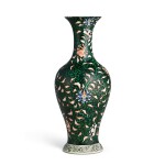 A rare famille-noire 'floral' baluster vase, Qing dynasty, Yongzheng period | 清雍正 墨地五彩纏枝番蓮紋觀音尊